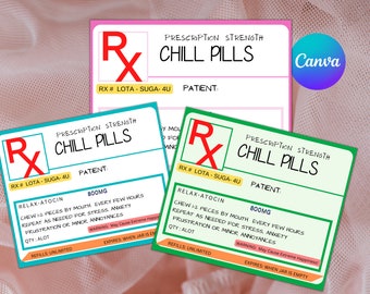 PRINTABLE Prescription Chill Pill Candy Jar Label | Nursing Home | CNA Appreciation | Marketing | Health Care Gift | CNA Week | Nurse's Week
