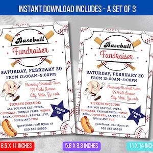 EDITABLE Baseball Fundraiser Flyer, School Community Benefit Poster, Fundraiser Event, Baseball Trails Flyer template Instant Download