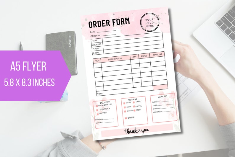 EDITABLE Simple Order Form Template, Small Business Order Form Template ...