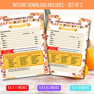 EDITABLE FALL PTO Membership Form, Pto/Pta Parent Volunteer Sign Up Form Template, Newsletter Instant Download, Back to School Recruitment