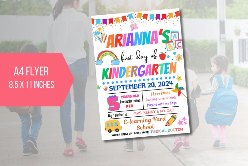 EDITABLE First Day of Kindergarten Flyer, PTA PTO Flyer Invite, New ...