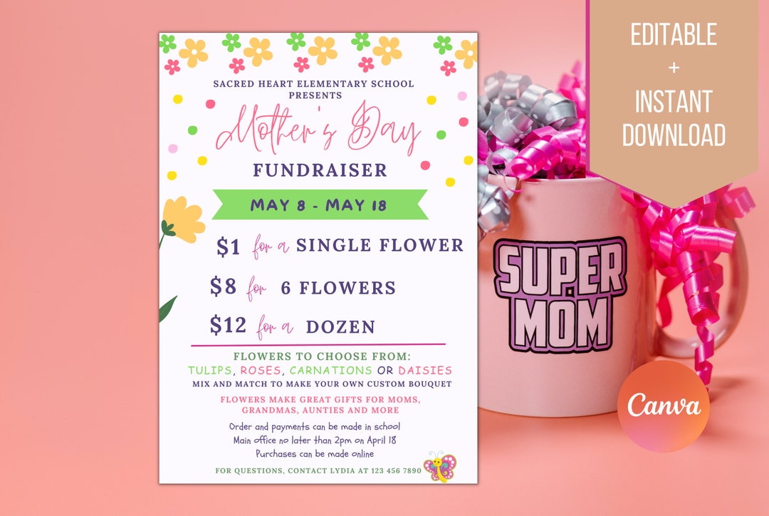 EDITABLE Mother's Day Fundraiser Flyer, Printable Invite Community