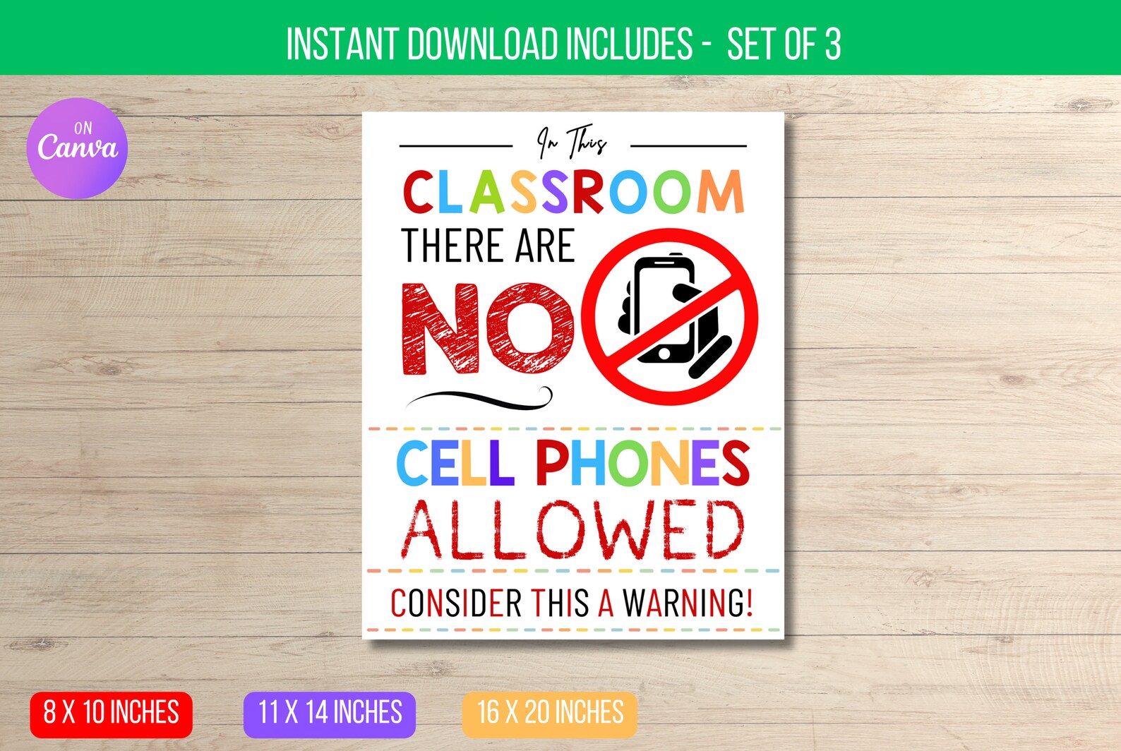 EDITABLE No Cellphones Allowed Wall Sign Classroom Poster, Classroom ...