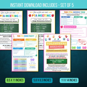 EDITABLE PTA Meeting Package, pto/pta Information Meeting Flyer, Why Join The PTA, Pto Recruitment Flyer, pta Newsletter Handout Meeting