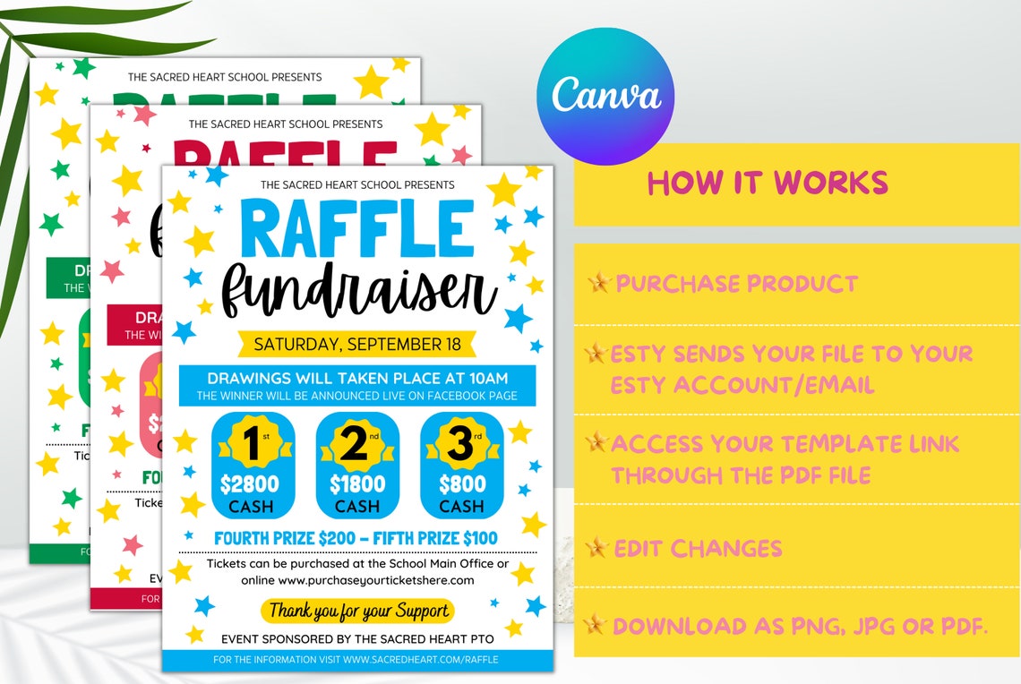 Raffle Fundraiser Flyer, Raffle Fundraiser Editable Template, Sports ...