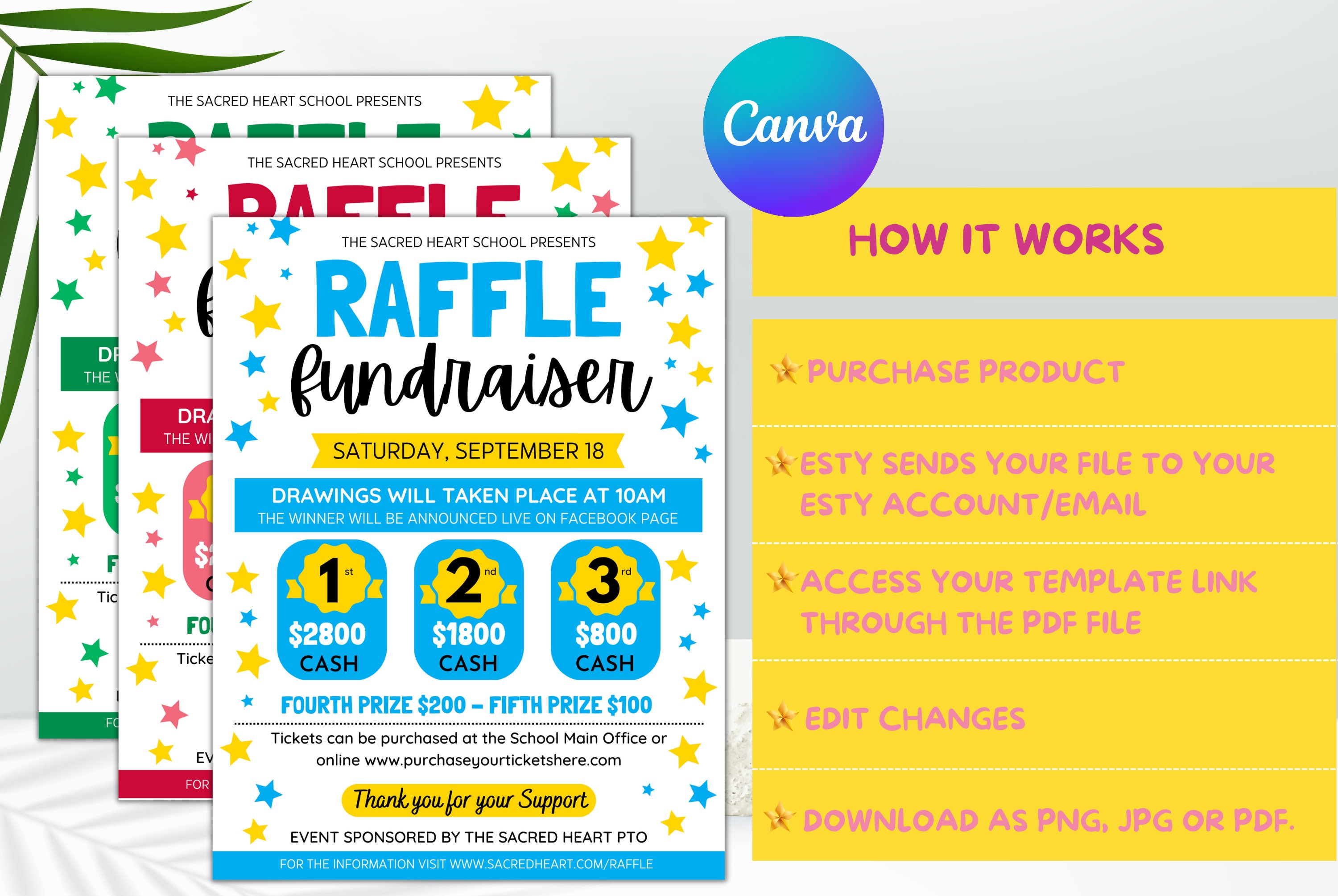 Pta Raffle Raffle Fundraiser Flyer, Raffle Fundraiser Editable Template, Sports ...