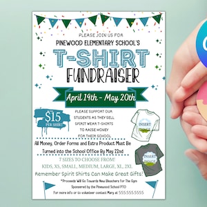 T-shirt Fundraiser Flyer Printable PTO PTA Sale Clothing School Spirit Wear Community Church Nonprofit Event Editable Template Digital