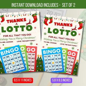 Porte-cartes cadeau de loterie de Noël MODIFIABLE, un loto de remerciements, personnel enseignant, cadeau nounou coach, baby-sitter, cadeau de vacances téléchargement immédiat