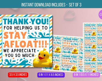 MODIFIABLE Merci de nous aider à rester à flot, cadeau canard en caoutchouc, cadeau d'appréciation des employés du personnel enseignant, étiquette cadeau téléchargement immédiat