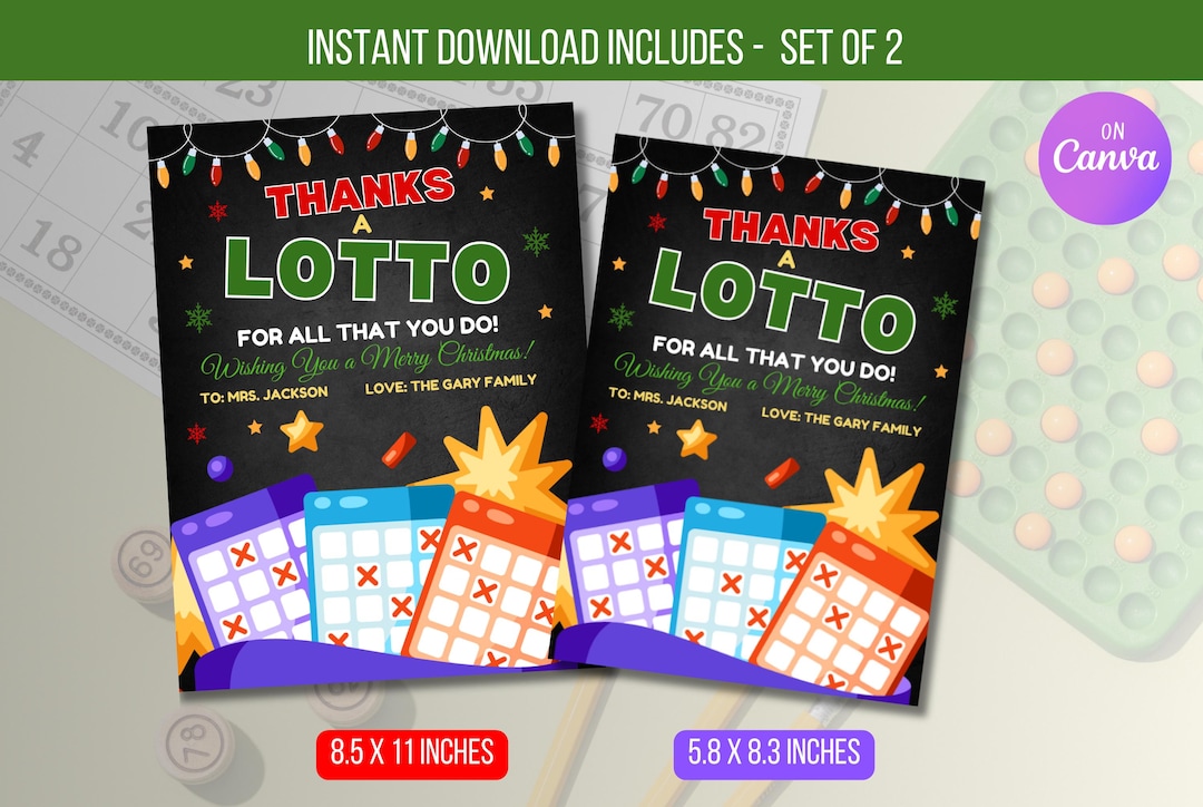 EDITABLE Christmas Lottery Gift Card Holder, Thanks a Lotto, Work