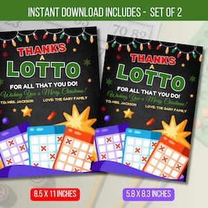 Porte-cartes cadeau de loterie de Noël MODIFIABLE, un loto de remerciements, personnel enseignant, cadeau nounou coach, baby-sitter, cadeau de vacances téléchargement immédiat