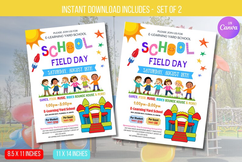 EDITABLE School Field Day Flyer, School Family Benefit Carnival