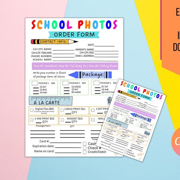 School Photos Flyer, Business Photography Studio, Kids Printable Back to School Graduation Yearbook Photos, School Pto Pta EDITABLE TEMPLATE