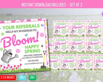 BEARBEITBAR Ihre Empfehlungen machen mein Geschäft BLÜTE, Minze Realtor Pop by Tag, Grundbesitz Pop by Tags, Bloom Pop by Tags Instant Download