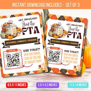 EDITABLE Fall PTO Recruitment Flyer with QR Code, Printable Handout School Template, Why Join Volunteers, We Need You, Instant Download