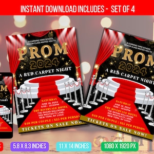 EDITABLE Red Carpet Prom School Dance Invite, Party Invitation, Father Daughter Dance School Dance Event, PTO PTA Digital Instant Download