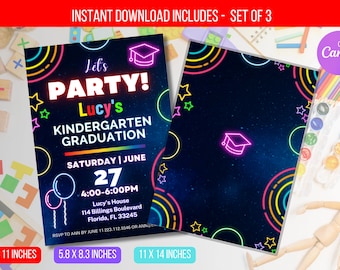 EDITABLE Kindergarten Graduation Invitation Flyer, Printable Kindergarten Graduation Announcement, Class Graduation Ceremony, Pre School