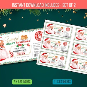 Volantino modello modificabile per colazione con Babbo Natale, biglietto per la colazione, pancake con Babbo Natale, modello digitale per biglietto per la colazione con Babbo Natale, download immediato