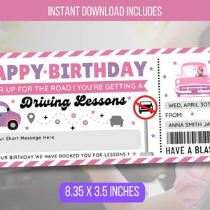 EDITIERBARE Fahrstunde Geschenkgutschein, Geburtstagsüberraschung Fahrschule Geschenkgutschein Ticket, Gutscheinticket, Teen Geschenkidee fahren lernen