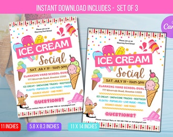 EDITABLE Ice Cream Social Flyer, School Appreciation Week, Ice Cream Social Flyer, Printable Ice Cream Volunteer Party Invite TEMPLATE