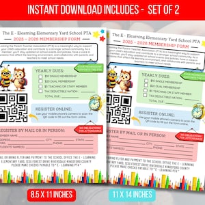 EDITABLE PTO Membership Form with QR Code Parent Volunteer Sign Up Form Template, Newsletter Back to School Recruitment Instant Download