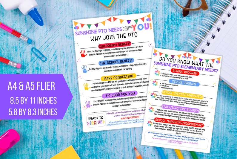 Editable PTO Flyer Bundle, Printable School PTO Information Forms ...
