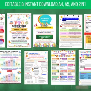 PTO Bundle, Pto / Pta Information Meeting Flyer, Warum bei PTO mitmachen, Pto Jahreskalender, Pto Rekrutierungsflyer, PTA Newsletter Handout Meeting