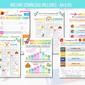 EDITABLE PTO Flyer Package, Printable School PTo Information Form & Flyers, Pto Yearly Calendar, Pto Recruitment Flyer PTO Membership Bundle