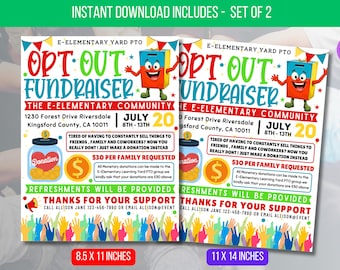 EDITABLE Opt out Fundraiser Flyer, PTO No Sale Fundraiser, School Fundraiser, Fundraiser Flyer Idea Digital Template Instant Download