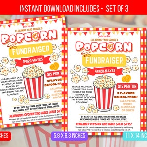 EDITABLE Popcorn Fundraiser Flyer Template, Non Profit Event Poster, PTA PTO School Popcorn Fundraiser Event, Popcorn Sale Marketing Flyer