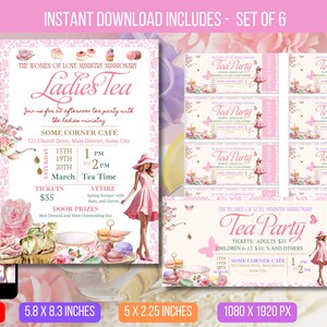 EDITABLE Ladies Tea Event Flyer Printable With Ladies Conference Event, Brunch Women&#39;s Ministry High Tea Coffee Order of Event Mother&#39;s Day