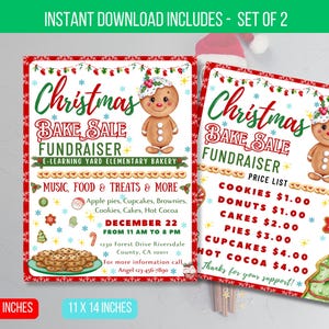 EDITABLE Christmas Bake Sale Flyer - School Bake Sale Flyer - Church Bake Sale Event - Christmas Bake Sale Invitation-Bake sale Menu