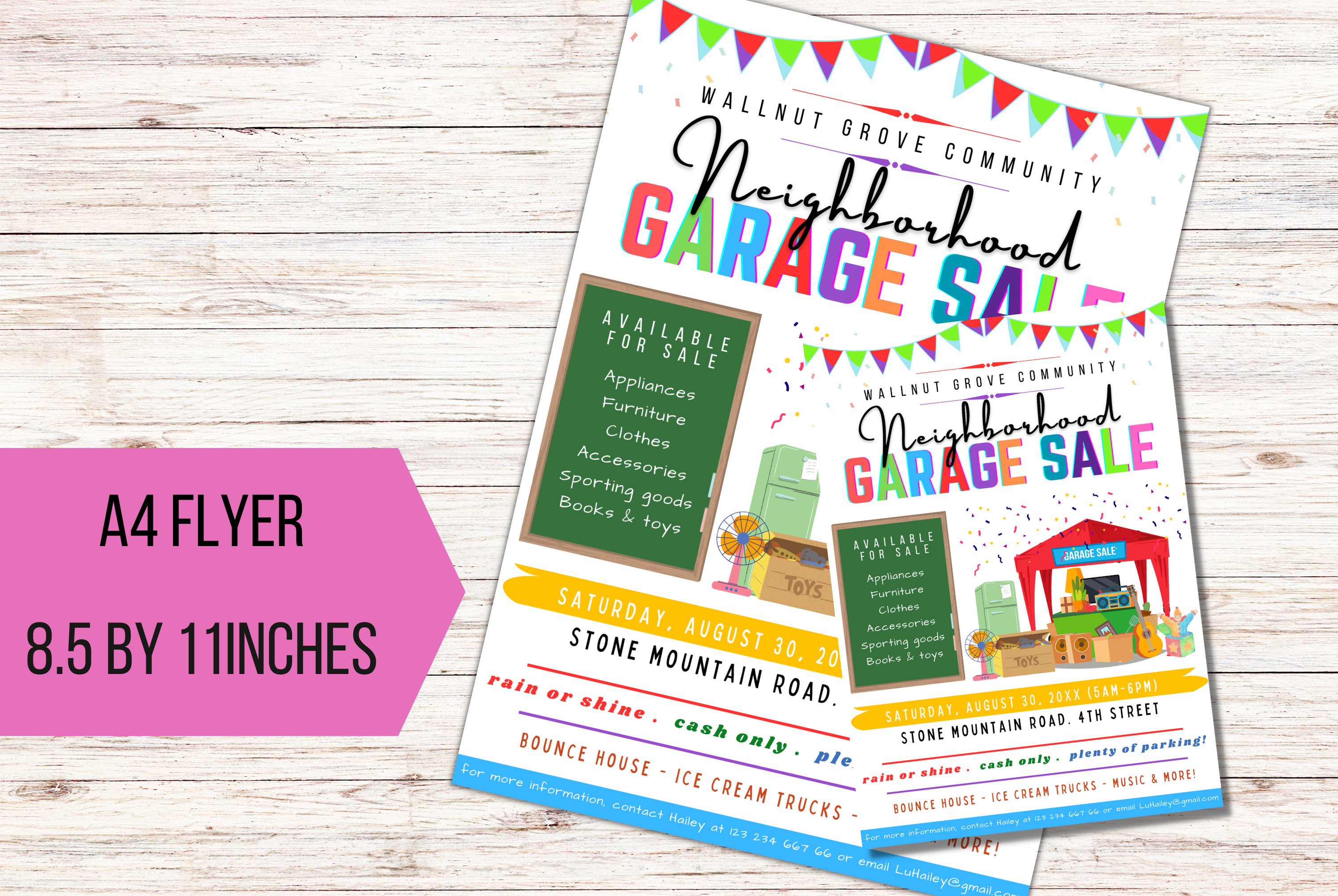 EDITABLE Garage Sale Flyer Template, Neighborhood Yard Sale Template
