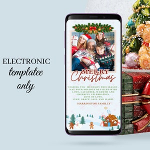 編集可能な写真付き電子クリスマスカード、ホリデーeカード、デジタルクリスマスカード、クリスマスeカード、Canvaで編集