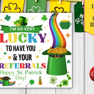 Tengo mucha suerte de tener clientes como tú, etiqueta de agradecimiento por el día de San Patricio, marketing inmobiliario, etiqueta de agradecimiento por el día de San Patricio, día de San Patricio