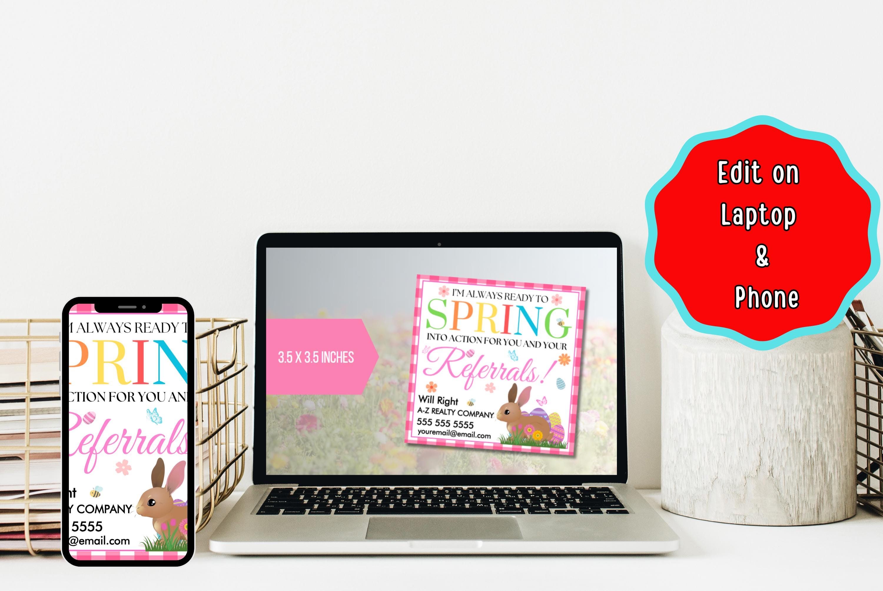 EDITABLE Referral Spring Into Action for Business, Spring Floral ...