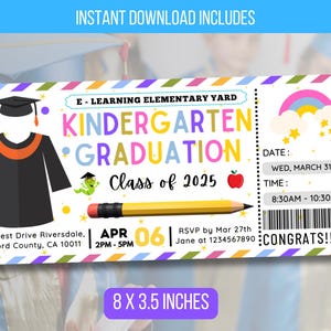EDITIERBARE Vorschul-Abschluss-Eintrittskarte, Kindergarten-Abschluss, Schulabschluss, Abschlussfeier, Sofort-Download für den letzten Schultag