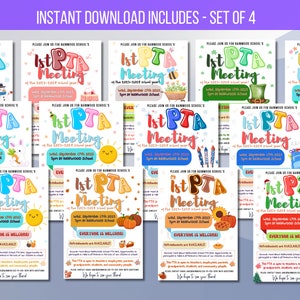 EDITABLE PTA Meeting Full Season Package Flyer, School Information Meeting Flyer, Printable Volunteer Handout Template Instant Download