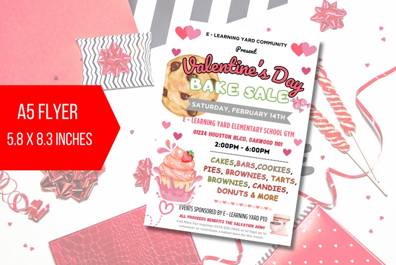 EDITABLE Valentine's Day Bake Sale Flyer Bake Sale Event Etsy