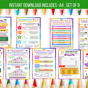 Editable PTO Flyer Bundle, Printable School PTO Information Forms & Flyers, Pto Yearly Calendar, Pto Recruitment Flyer PTO Membership Bundle