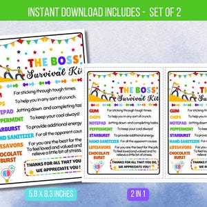 EDITABLE Boss Survival Kit Gift Tags, Boss Appreciation Day, Manager Admin Office Gift Ideas, Thank you Gift Printable Gift Instant Download