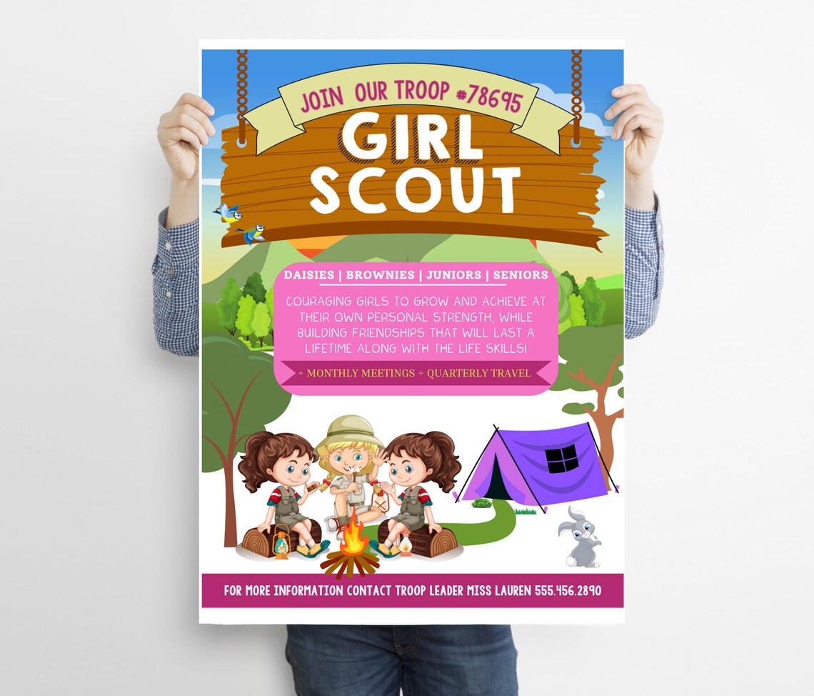Editable Girl Scouts Recruitment Flyer Girl Scout Etsy