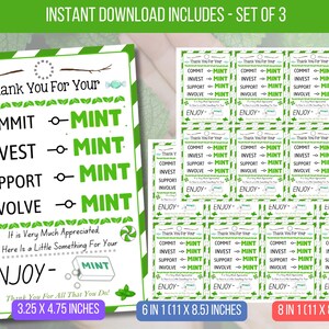 EDITABLE Thank You Mint Tags, Thank You For Your Commitment Gift, School Employee Teacher Appreciation Gift Label Instant Download