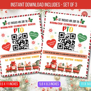EDITABLE School PTO Recruitment Flyer with QR Code, Printable Handout School Template, Why Join Volunteers, We Need You, Instant Download