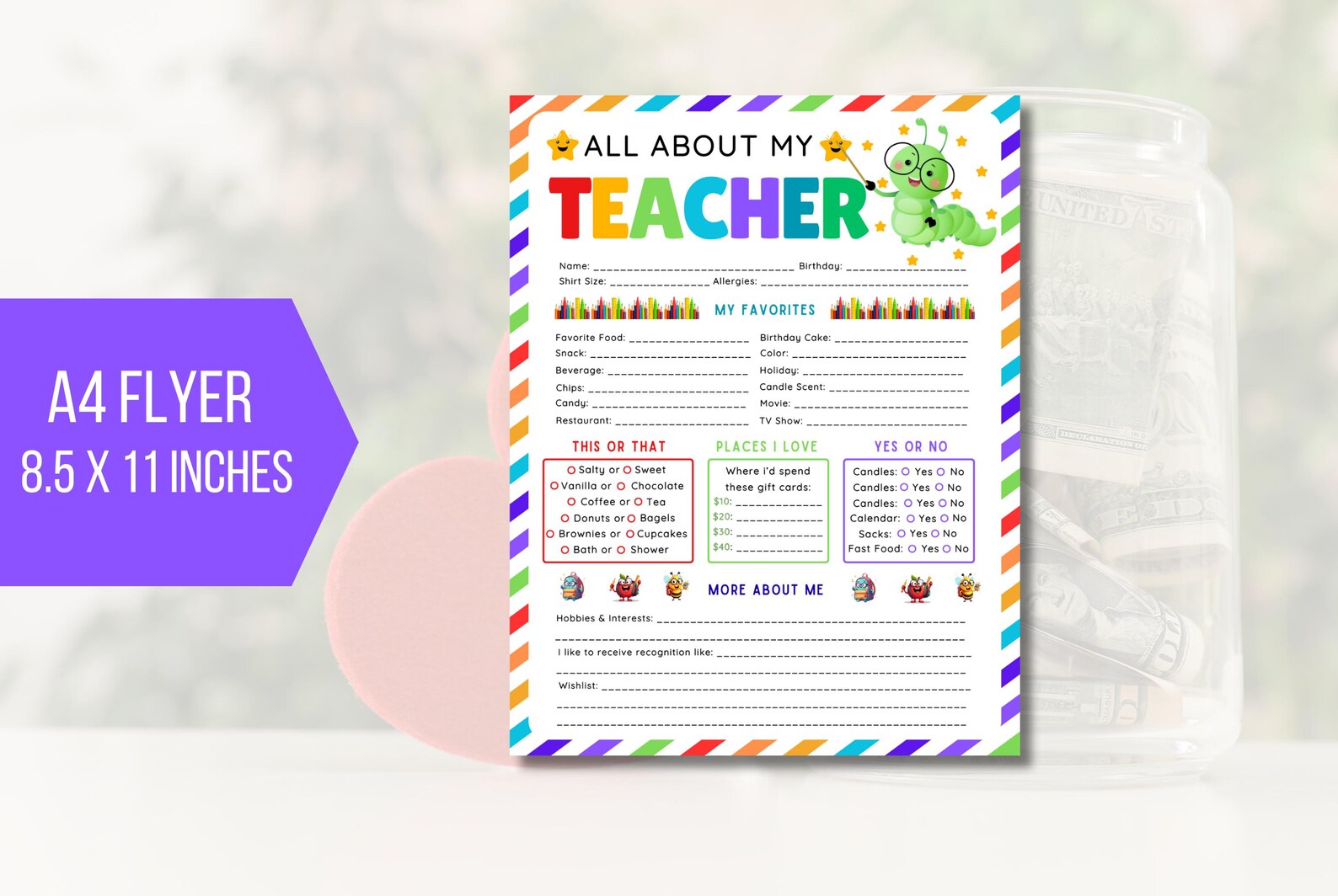 EDITABLE All About My Teacher Template, Meet the Teacher, Get to Know ...