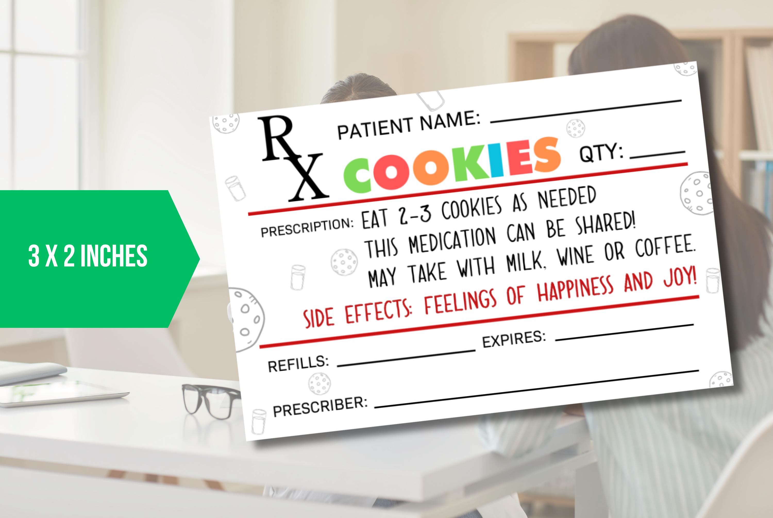 EDITABLE Cookie RX Prescription Label, Cookie Prescription Sticker ...