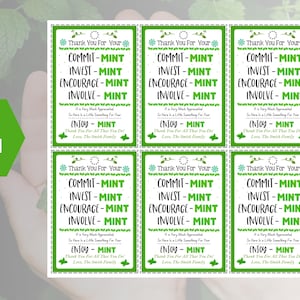 EDITABLE Thank You Mint Tags, Thank You for Your Commitment Gift ...