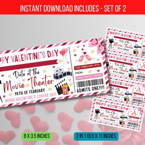 EDITIERBARE Valentinstag Film Date Night Ticket Vorlage - Personalisierte Event Ticket - Surprise Date Night Ticket Digitaler Sofort-Download