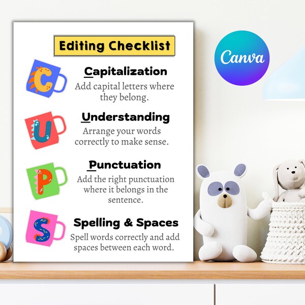 Cups Editing Checklist Writing Poster Etsy