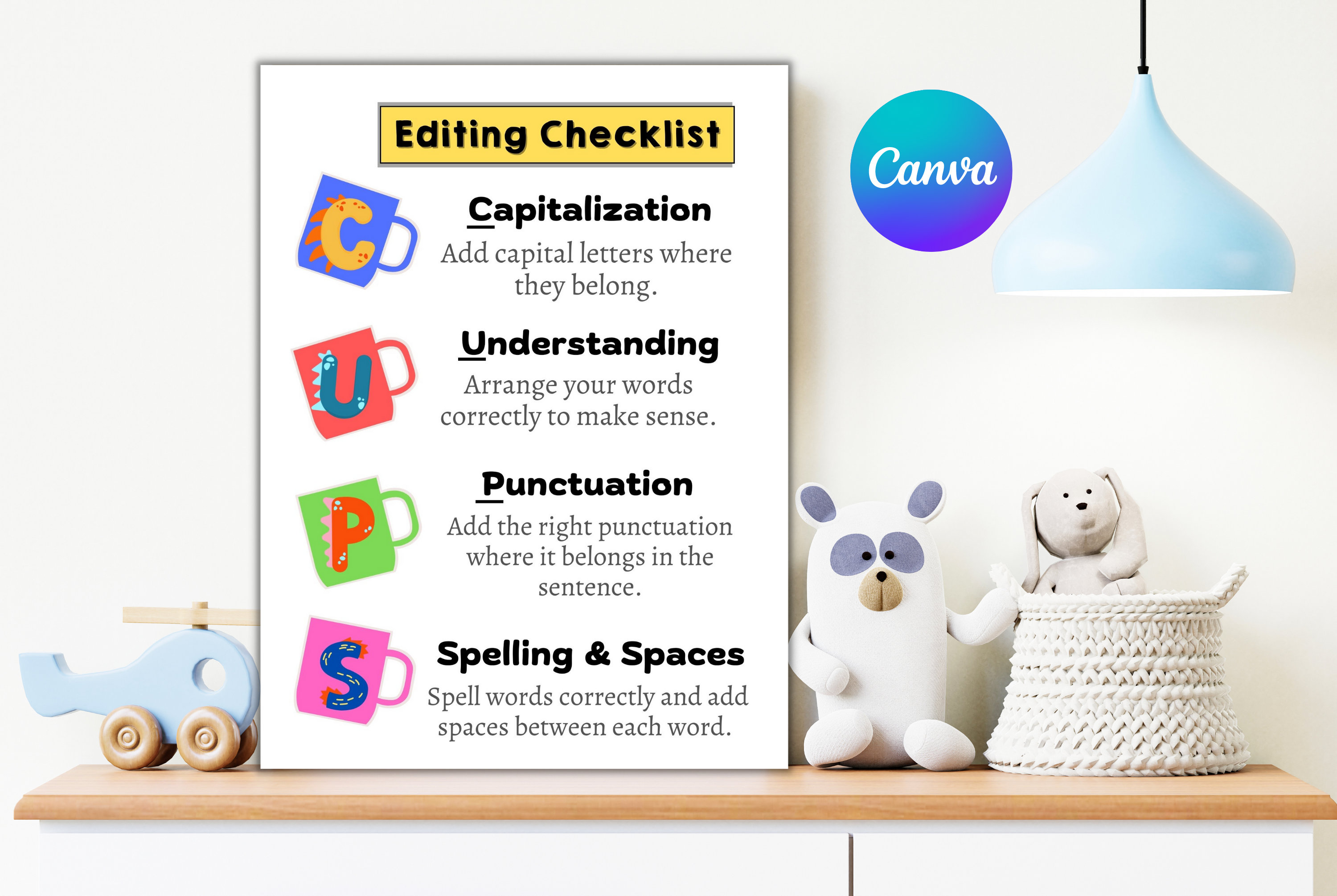 CUPS Editing Writing Strategy Checklist Poster English Etsy